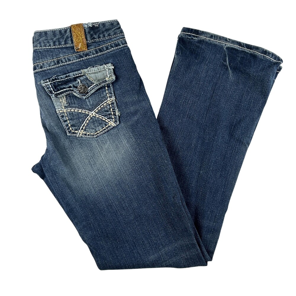 Maurices Jeans Juniors 9/10 Blue Dark Wash Mid Rise Bootcut Stretch 5-Pocket